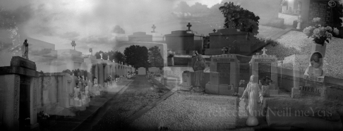 Graveyard Ghosts by Rebecca McNeill Meyers | Multiple image photograph created using film, printed on durable canvas (no framing needed) or as s Graveyard Ghosts